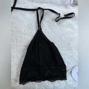 Black Mesh Halter Top